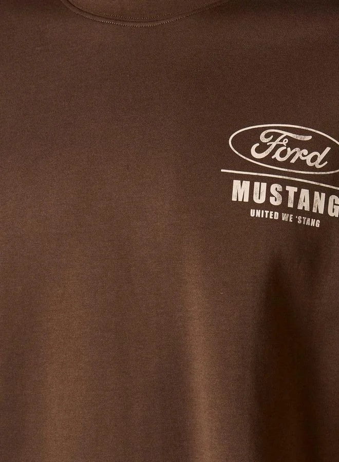 اس بي كاركترز Men Regular Fit Crew Neck Short Sleeve Ford Mustang Print T-shirt